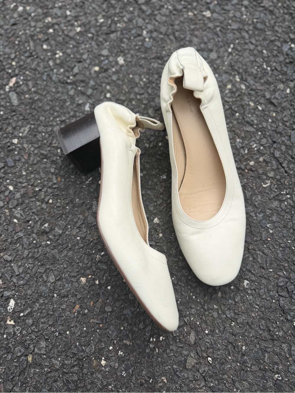 Everlane Ivory Block Heel Pumps